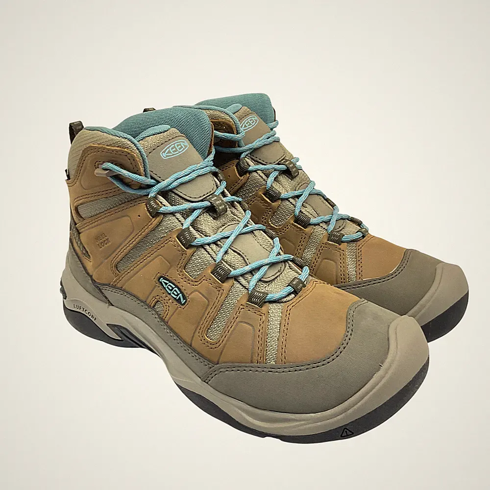 KEEN Women's Mid-Cut Circadia WP Casual Hiking Boots Brown/Turquoise Size 8.5M